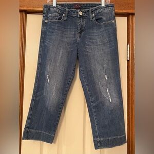 VGS Women's Blue Denim Capris Sz 6 Distressed
